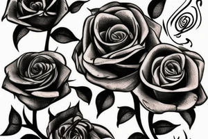 Knife inside roses and flames around it tattoo idea