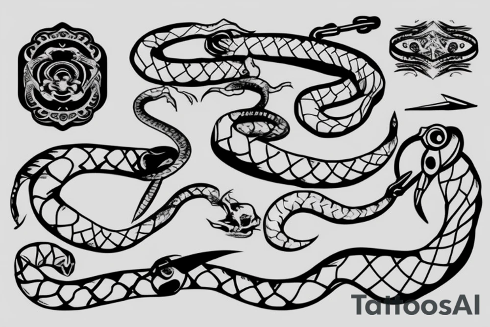 Snake wrapped around sword tattoo idea