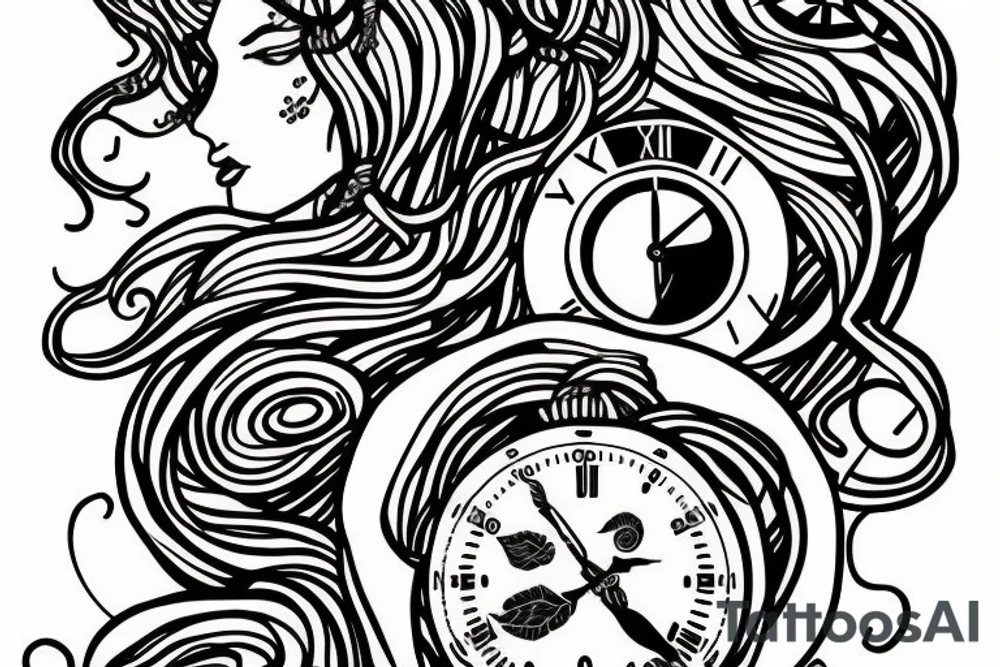 medusa with clock tattoo idea