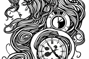 medusa with clock tattoo idea