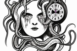 medusa with clock tattoo idea