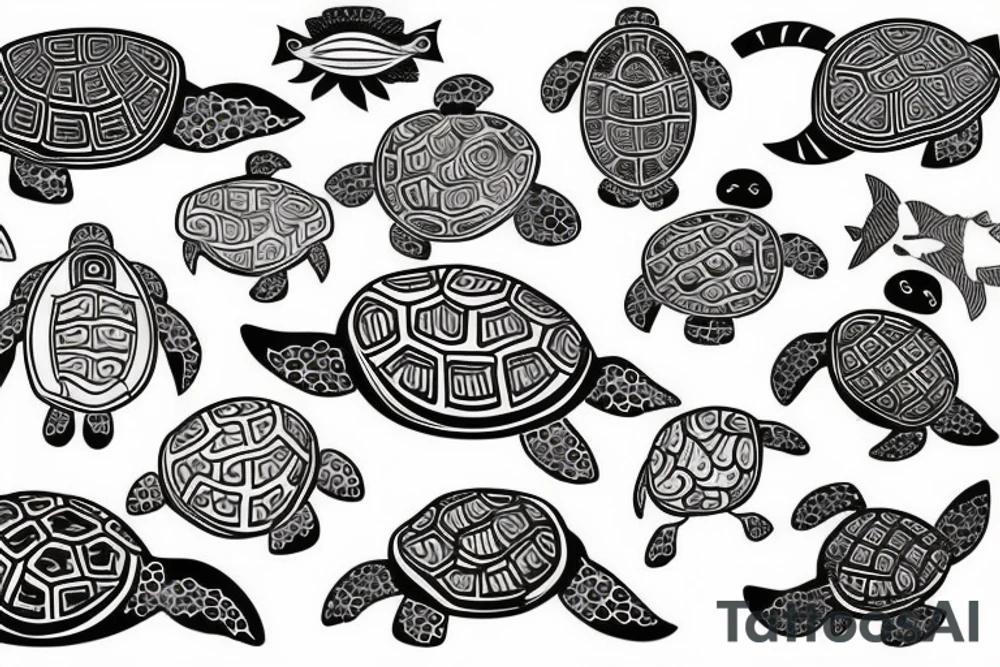 turtles and fish tattoo idea