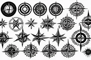 compass with continents tattoo idea