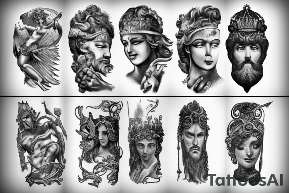 greek vs roman gods tattoo idea