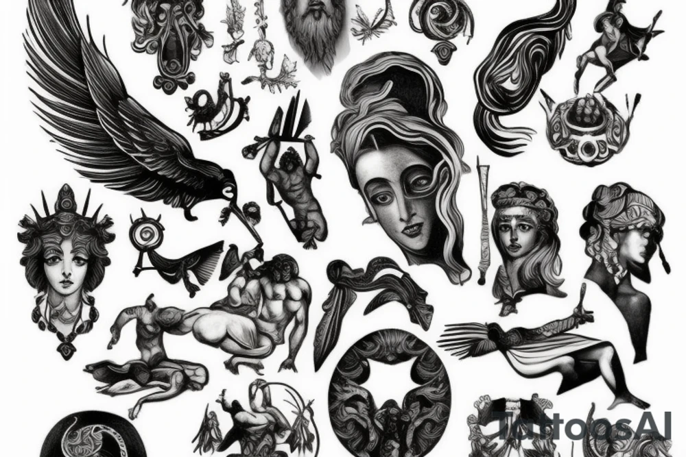 Greek vs roman gods tattoo idea