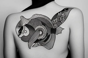 Tattoo on shoulder fishes swimming in circular path tattoo idea