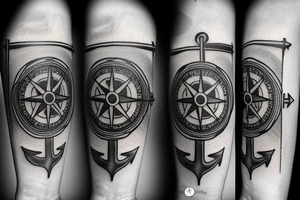 compass with anchor attached at bottom tattoo idea