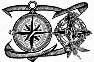 compass with anchor attached at bottom tattoo idea