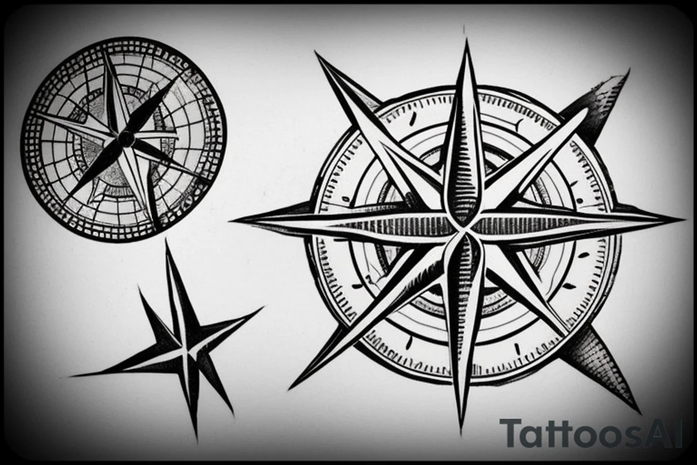compass with anchor attached at bottom tattoo idea