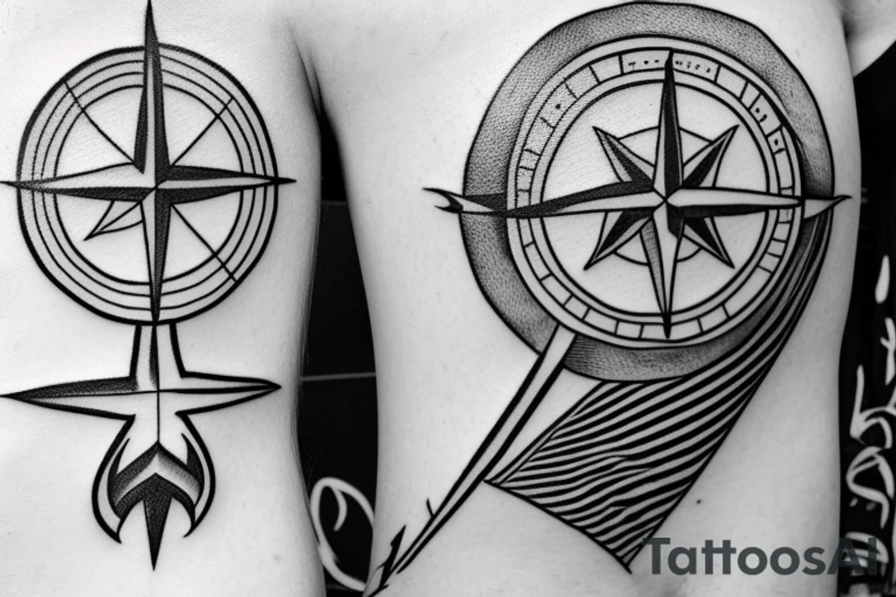 compass with anchor attached at bottom tattoo idea