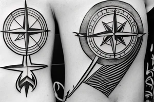 compass with anchor attached at bottom tattoo idea