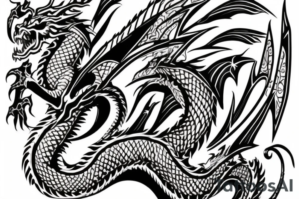 Dragon on chest tattoo idea