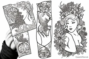 Samoyed and flowers tattoo idea
