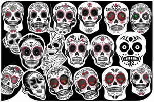 Drama face mask with day of the dead face tattoo idea