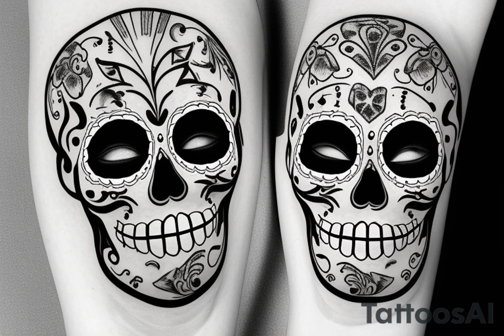 Drama face mask with day of the dead face tattoo idea
