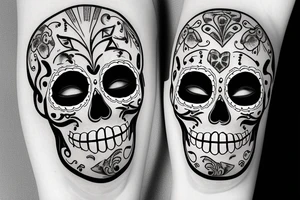 Drama face mask with day of the dead face tattoo idea