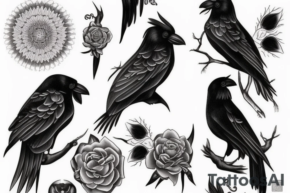 Ying & yang crow tattoo idea