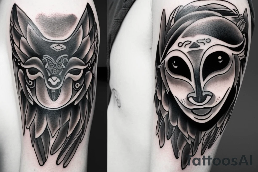 Ying & yang crow tattoo idea
