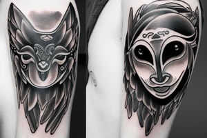 Ying & yang crow tattoo idea