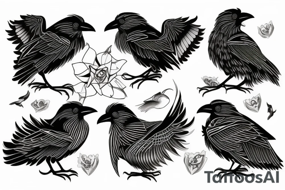 Yingyang crow tattoo idea