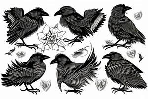 Yingyang crow tattoo idea
