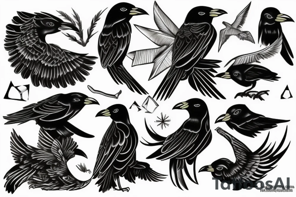 Yingyang crow tattoo idea