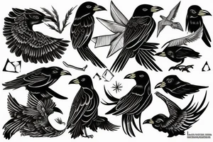 Yingyang crow tattoo idea