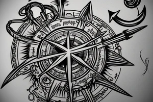 compass with anchor attached at bottom tattoo idea