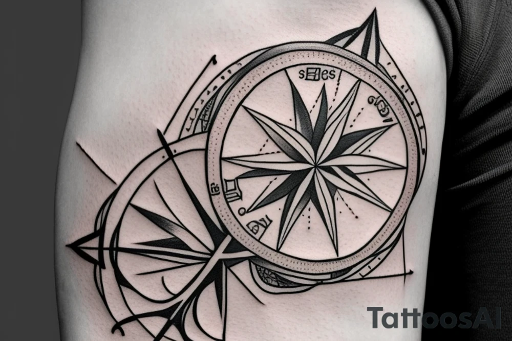 compass with anchor attached at bottom tattoo idea