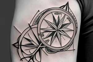compass with anchor attached at bottom tattoo idea