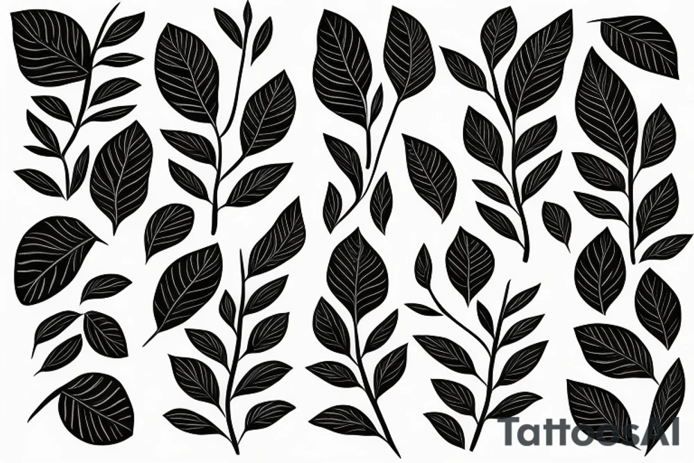 Long Thin branch and leaves tattoo idea