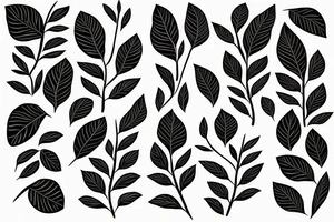 Long Thin branch and leaves tattoo idea