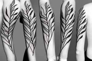 Long Thin branch and leaves tattoo idea
