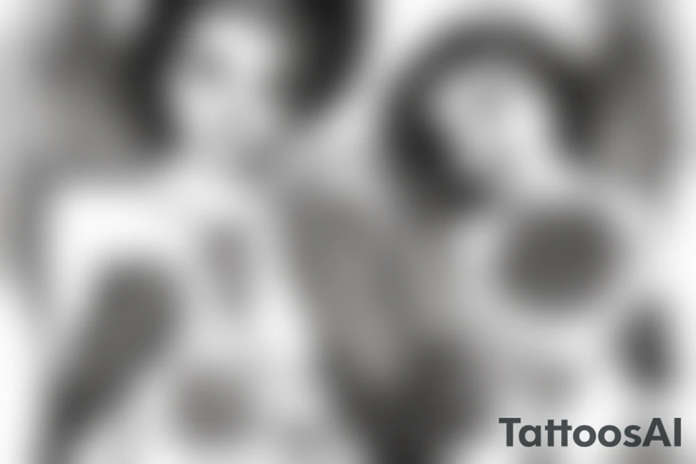 Two angels looking down at earth tattoo idea