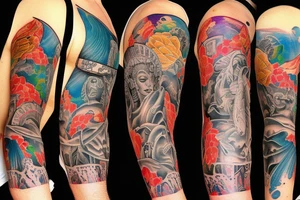 Half sleeve of the monuments of miami tattoo idea