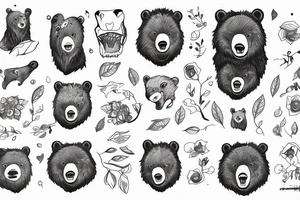 Angry bear house forest tattoo idea