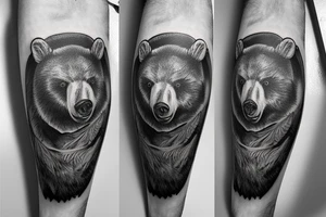 Angry bear house forest tattoo idea