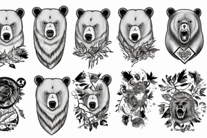 Angry bear house forest tattoo idea