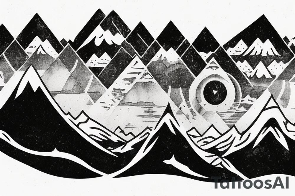 Number 22, knife reflection of mountains , wild one tattoo idea