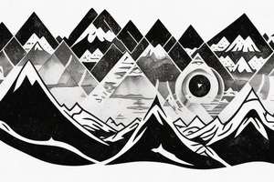 Number 22, knife reflection of mountains , wild one tattoo idea