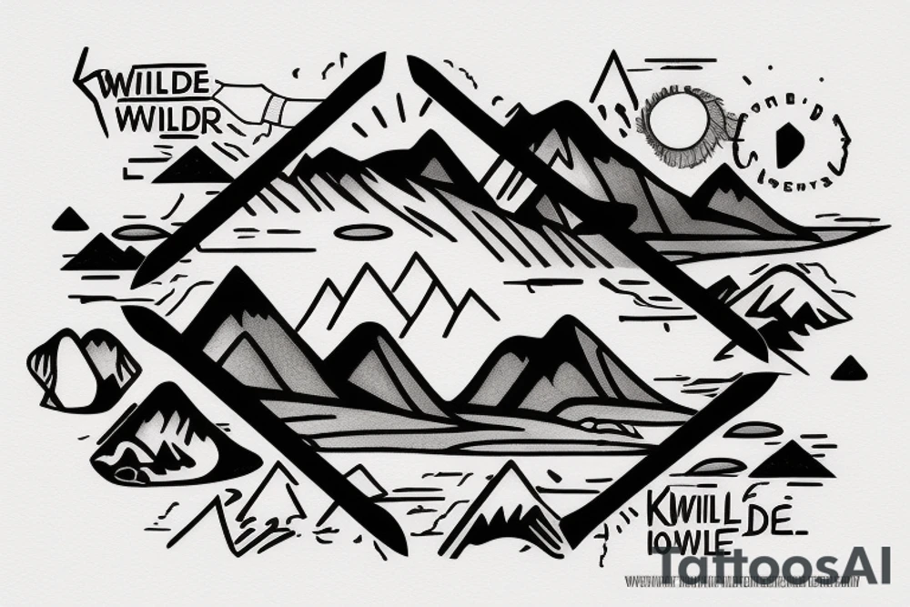 Number 22, knife reflection of mountains , wild one tattoo idea