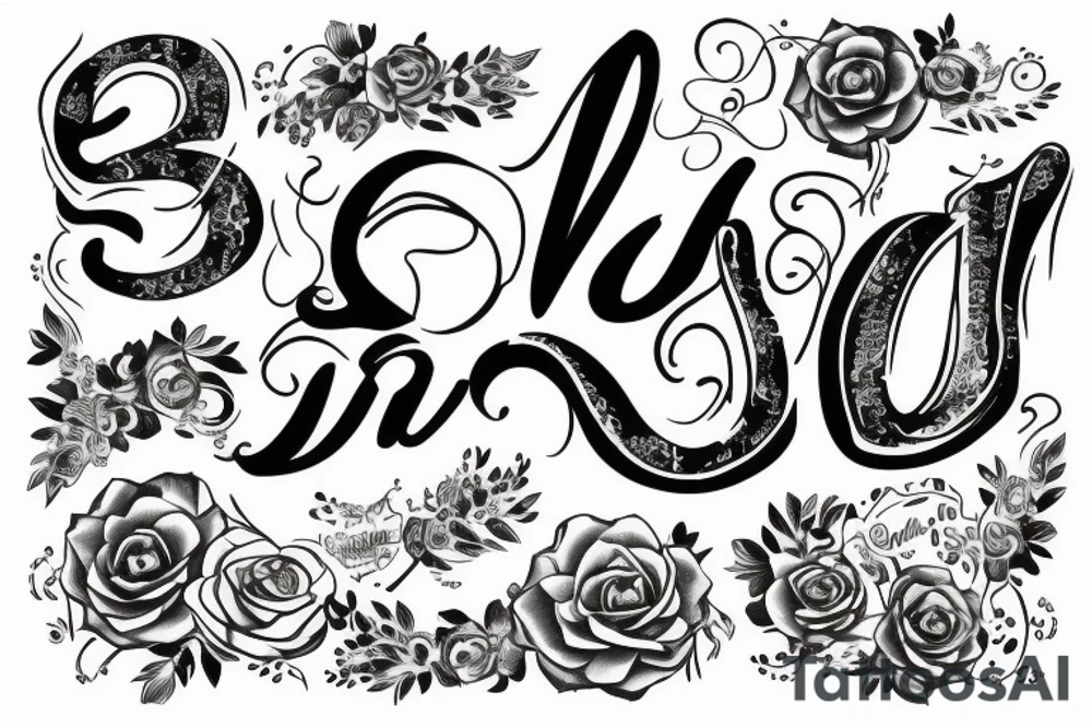 P5 written in fancy lettering with K W J T N inside the P tattoo idea