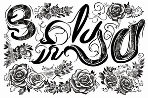 P5 written in fancy lettering with K W J T N inside the P tattoo idea