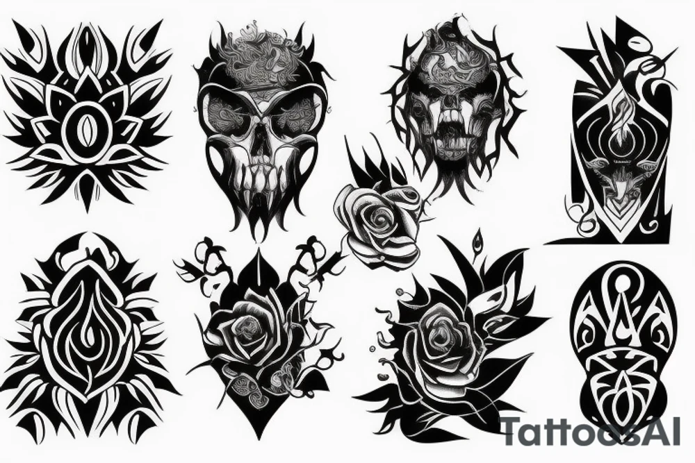 Black work negative dark  abstract tattoo idea