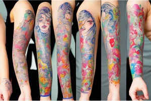arm sleeve, 6CO2 + 6H2O → C6H12O6 + 6O2, C6H12O6 + 6O2 → 6CO2 + 6H2O tattoo idea
