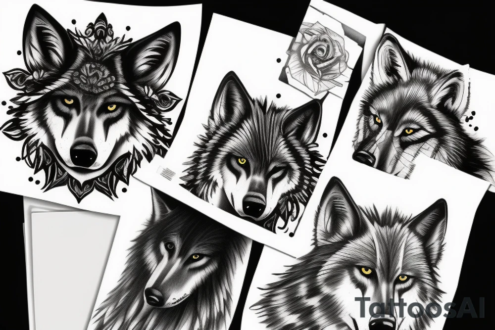 Black wild wolf tattoo idea
