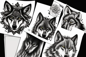Black wild wolf tattoo idea