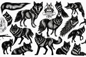 Black wild wolf tattoo idea