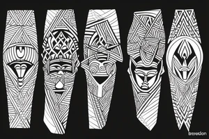 Sri Lankan Mask Geometric Style tattoo idea