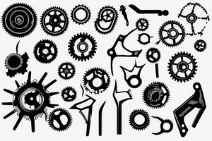 Intermeshing gear set wrenches pistons fire arm sleeve tattoo idea